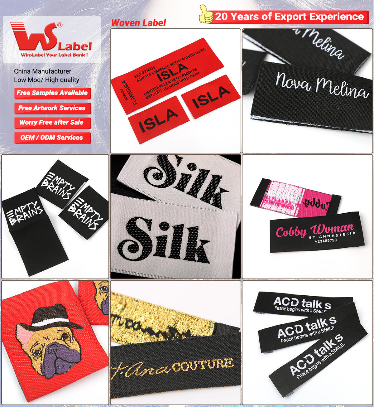 Damask woven labels