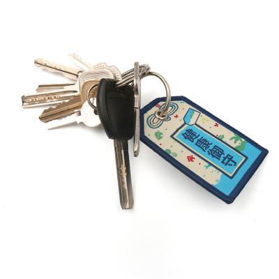 Custom Cheap Woven Fabric Key Tag Key Chains in Bulk with Logo