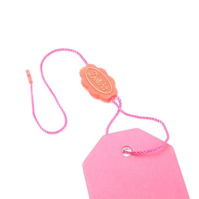 Customized Embossing Logo Plastic security seal string tags for clothing