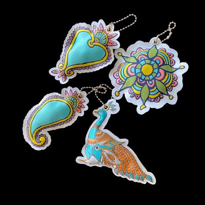 Colorful Logo Peacock Cute Floral Woven Keychains with Cotton Filled
