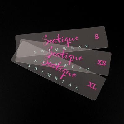 Top Quality Customized Screen Printed Brand Logo Soft Transparent TPU Size Label Tags for Clothing