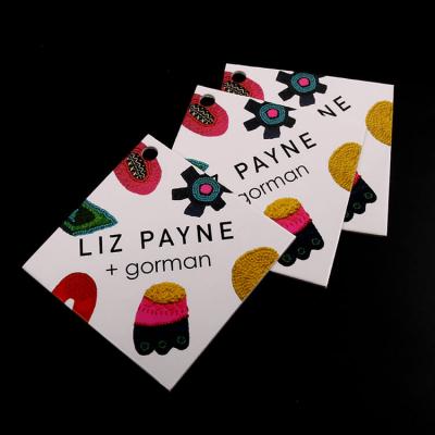 High Quality Custom Glossy Surface 1.5MM White Cardboard Printed Colorful Logo Girls Paper Hang Tags for Earrings