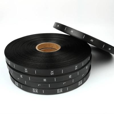 Wholesale Commonly Use Labels Black Satin Ribbon with Printed Sizes