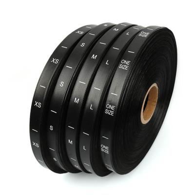 Wholesale Commonly Use Labels Custom Polyester Black Satin Ribbon Roll with Printed Sizes Logo