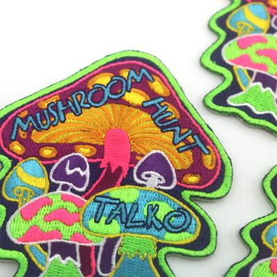 Popular Cloth Badges Custom Applique Hawaii Cute Mushroom Cartoon Logo Iron-on Backing Embroidery Patches for Apparels
