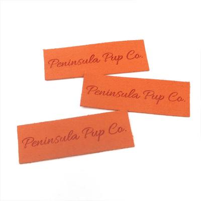 Hot Sale Customized Soft Micro Fiber Leather Real Suede Clothing Labels with Hot Stamping Brand Logo