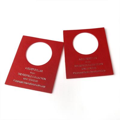 Personalized Unique Design Custom Silver Foil Printing Brand Name Hollowed-out Red Leather Patch Labels for Gifts