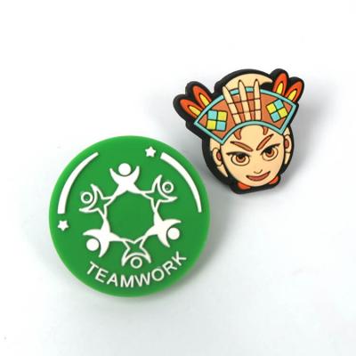 Top Quality Custom DIY 3D Embossed Cartoon Logo Rubber Plug Soft PVC Label Safety Pins for Scarves