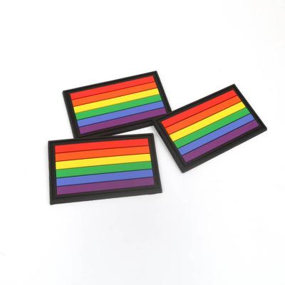 Sew On Tags 2D Embossed Colorful Rainbow PVC Rubber Patches for Bags
