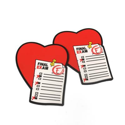 Unique Design 2D Embossed Logo Red Heart Shape PVC Rubber Patch