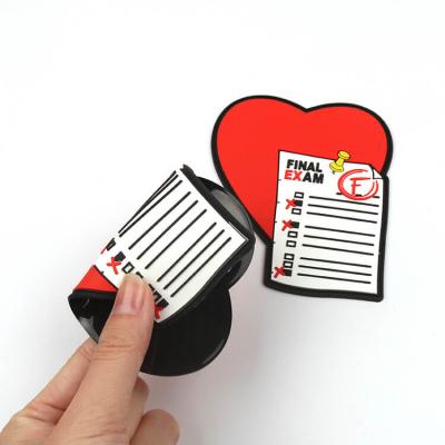 Unique Design Customized 2D Embossed Logo Red Heart Shape PVC Silicone Rubber Patch Labels for Clothing
