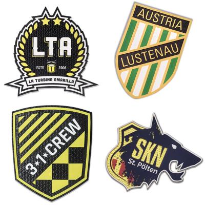 Custom Brand Name Iron on Football Logos 3D Silicone Clothing Labels Heat Transfer Patches