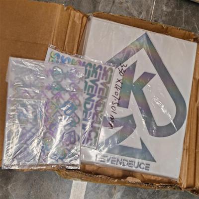 Winslabel Custom Brand Name Logo Gradual Color Changing Vinyl Heat Transfer Labels DTF Transfers Designs for T Shirts Wholesale
