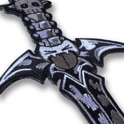 Winslabel Customized Machine Weaving Logo Cool Shape Fabric Embroidery Keychains Maker OEM Design Both Side Logo Key chains